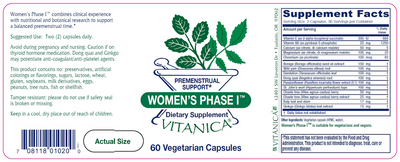 Women's Phase I 60 vcaps Curated Wellness