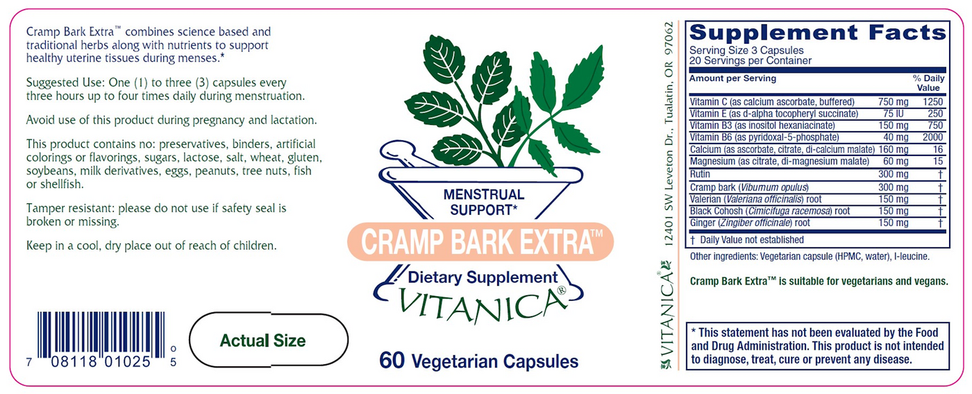Cramp Bark Extra 60 caps Curated Wellness