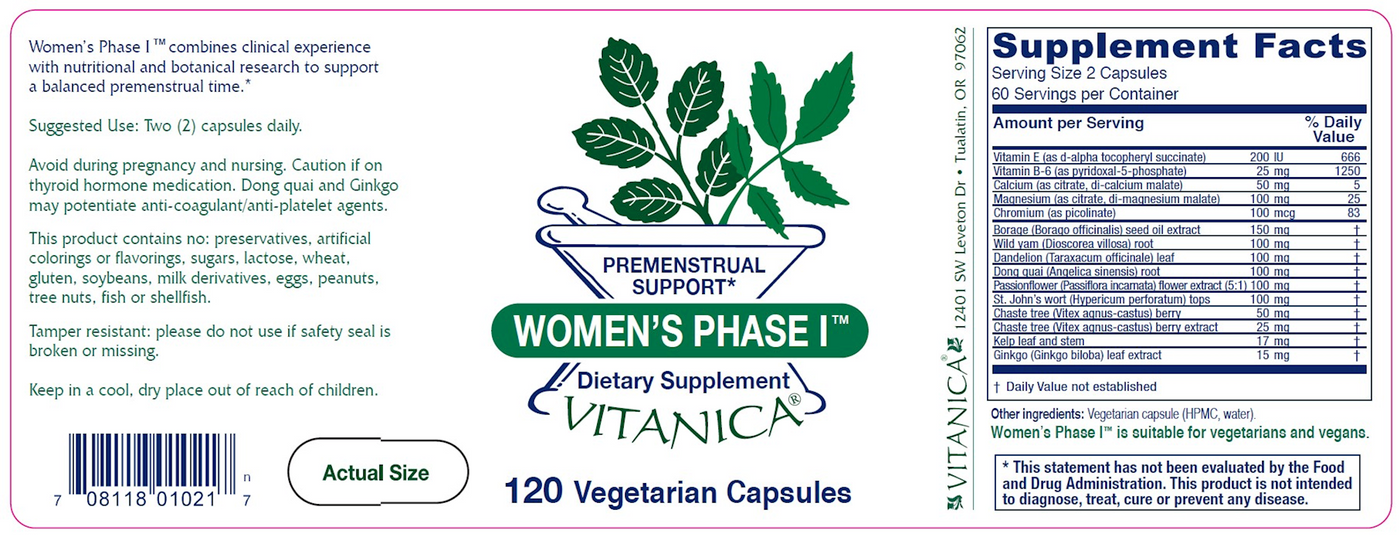 Women's Phase I 120 caps Curated Wellness