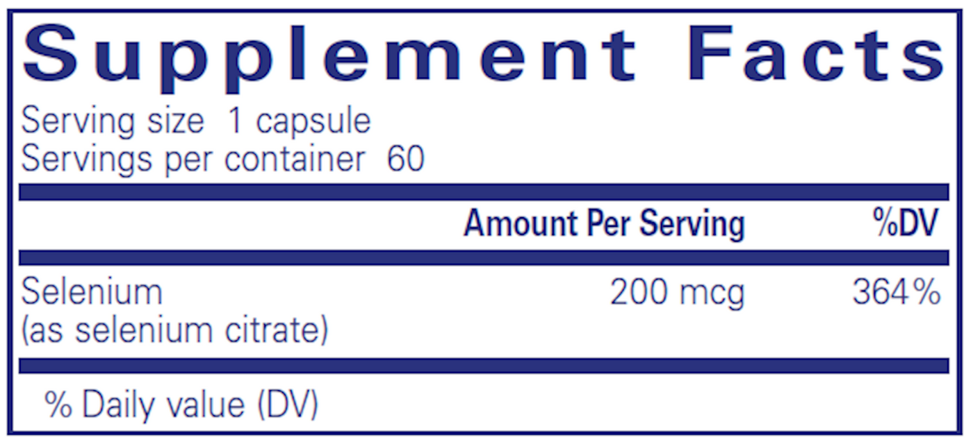 Selenium (citrate) 200 mcg 60 vcaps Curated Wellness