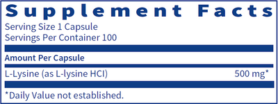 L-Lysine 500 mg 100 caps Curated Wellness