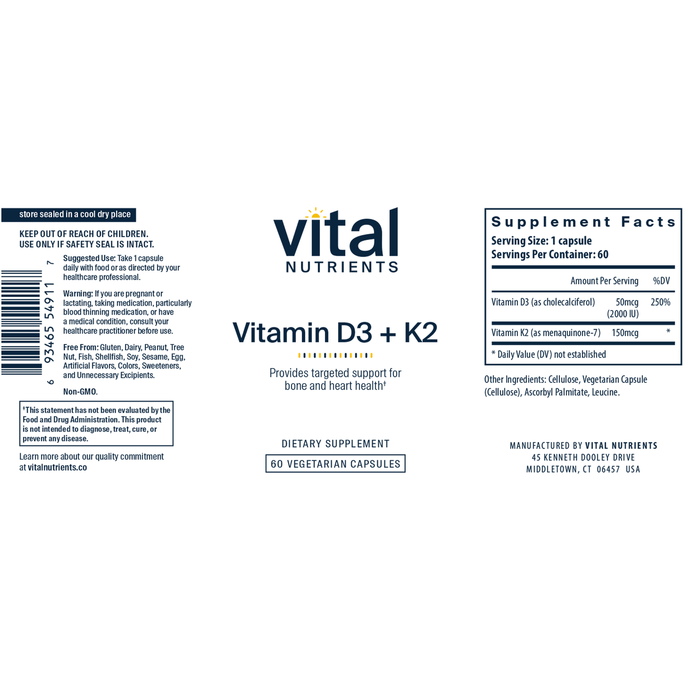 Vitamin D3 + K2 60c Curated Wellness