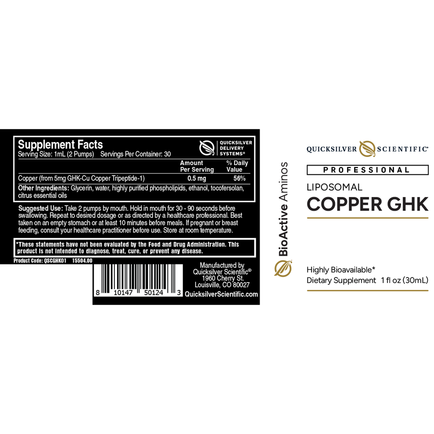 Liposomal Copper GHK mL Curated Wellness