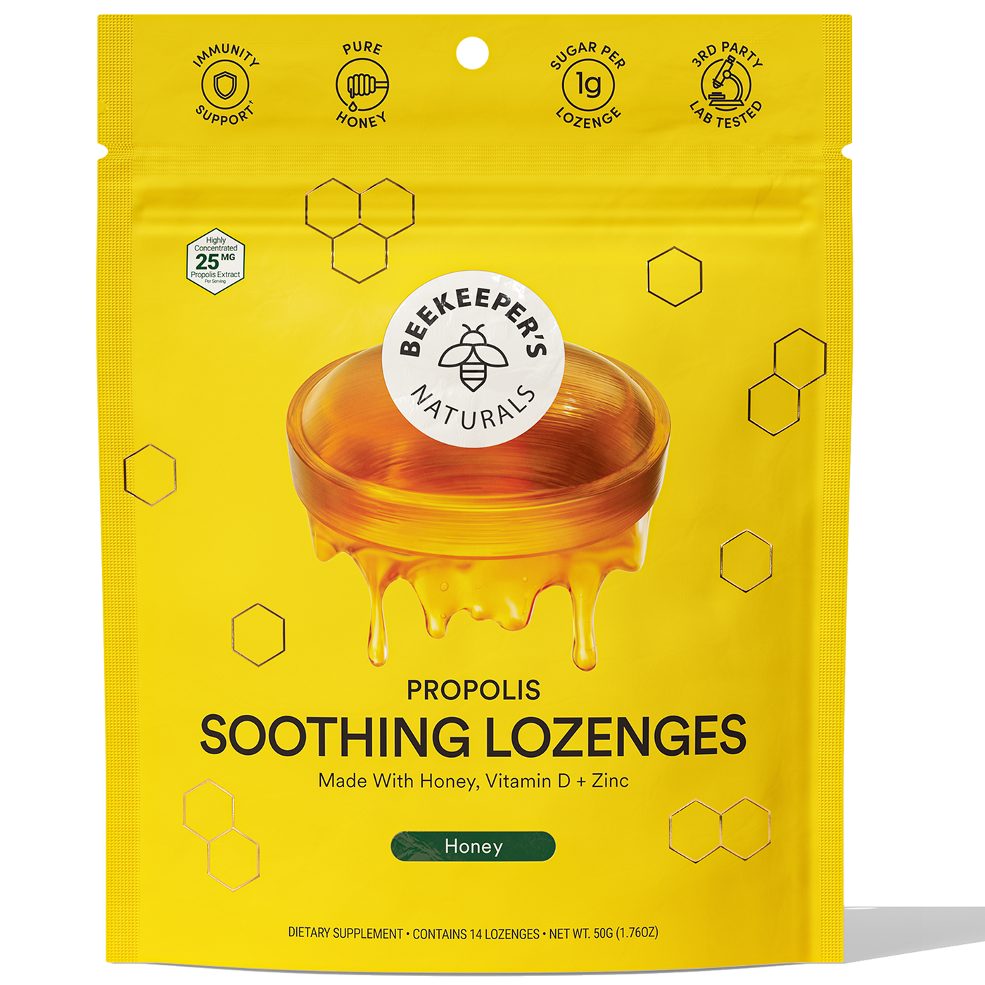 Propolis Soothing Lozenges Honey 14 ct Curated Wellness
