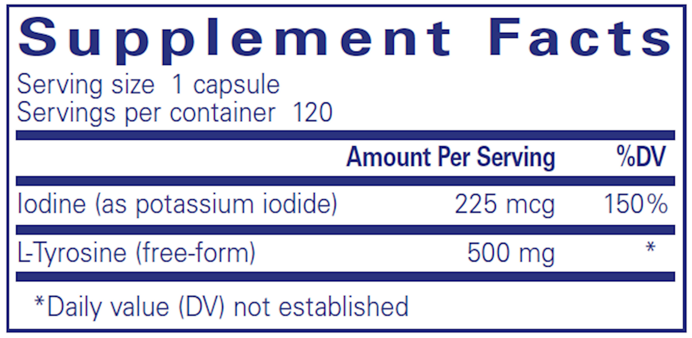 Iodine and Tyrosine 120 vcap Curated Wellness