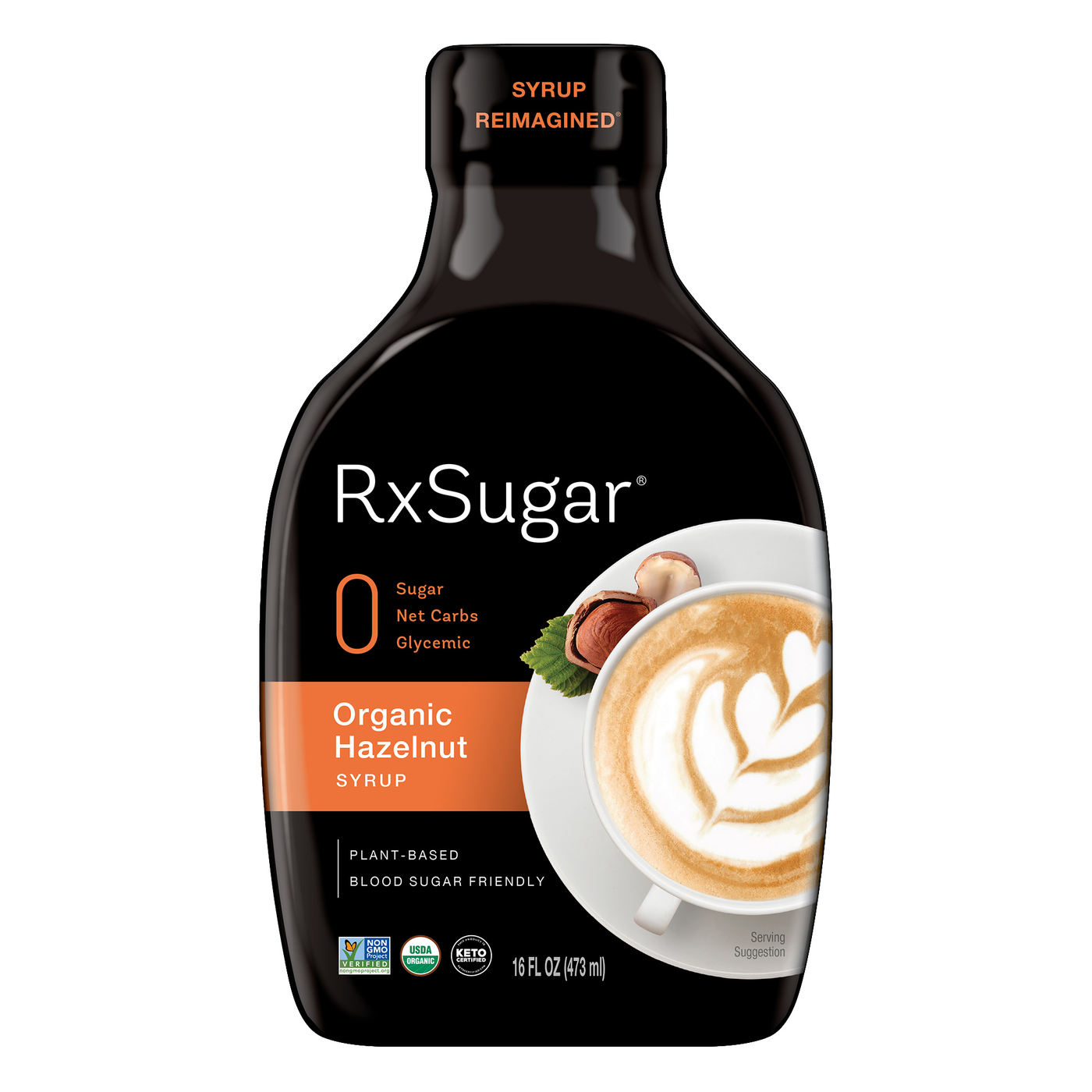 RxSugar Organic Hazelnut Syrup 16 fl oz Curated Wellness