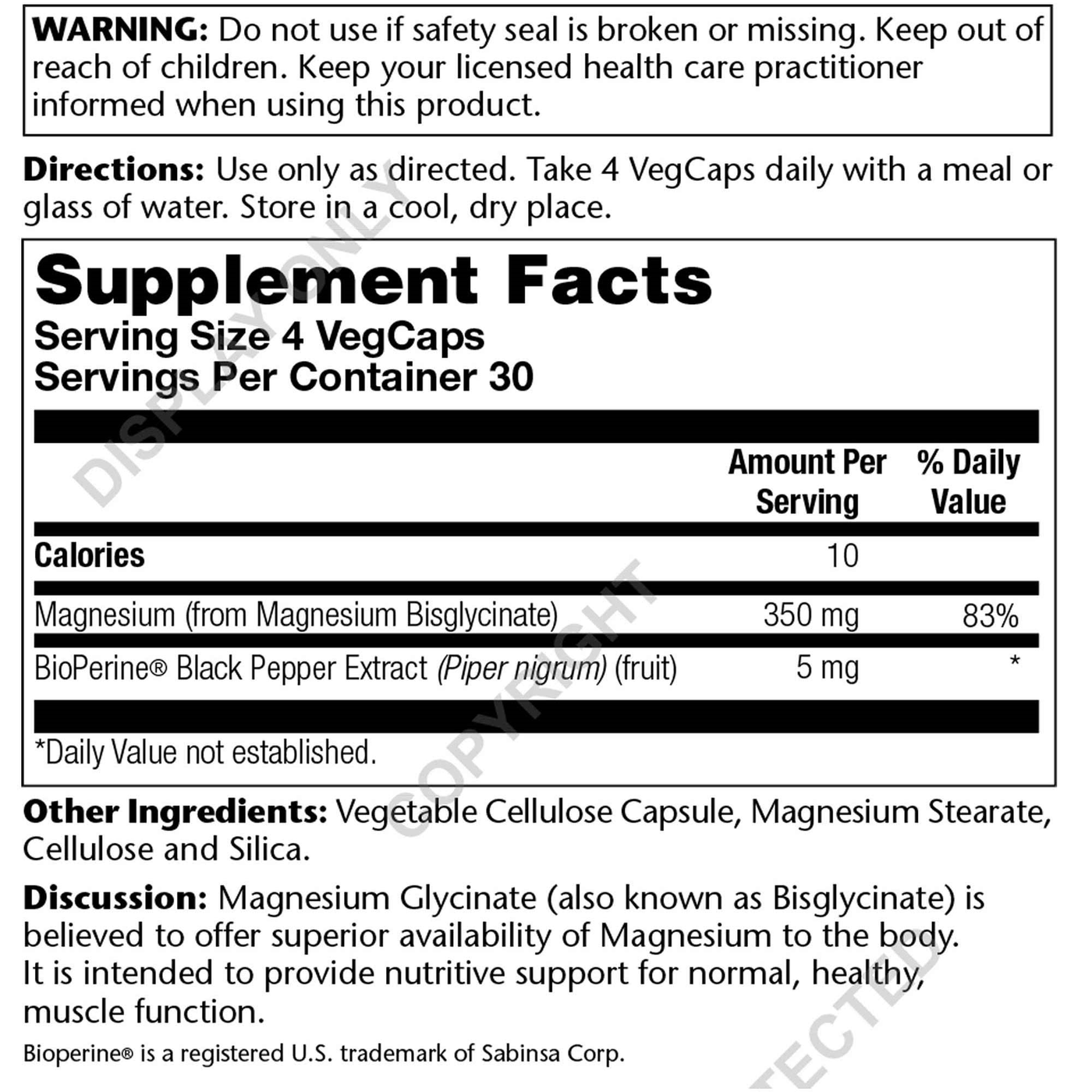 Magnesium Glycinate 350 mg  Curated Wellness