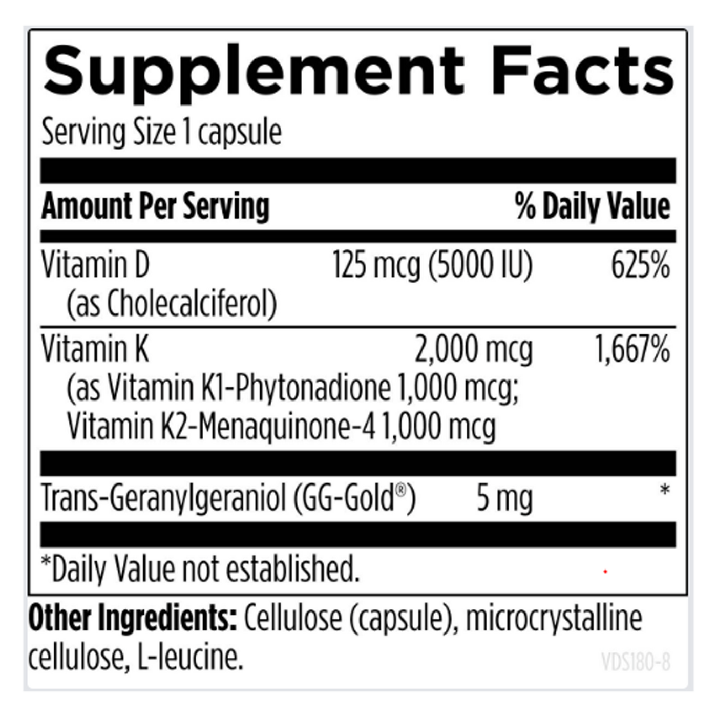 Vitamin D Supreme w Vit K1, K2 180 vcaps Curated Wellness