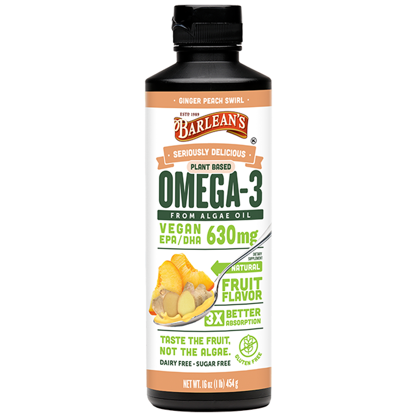 Omega-3 from Algae Oil Ginger Peach 16oz Curated Wellness