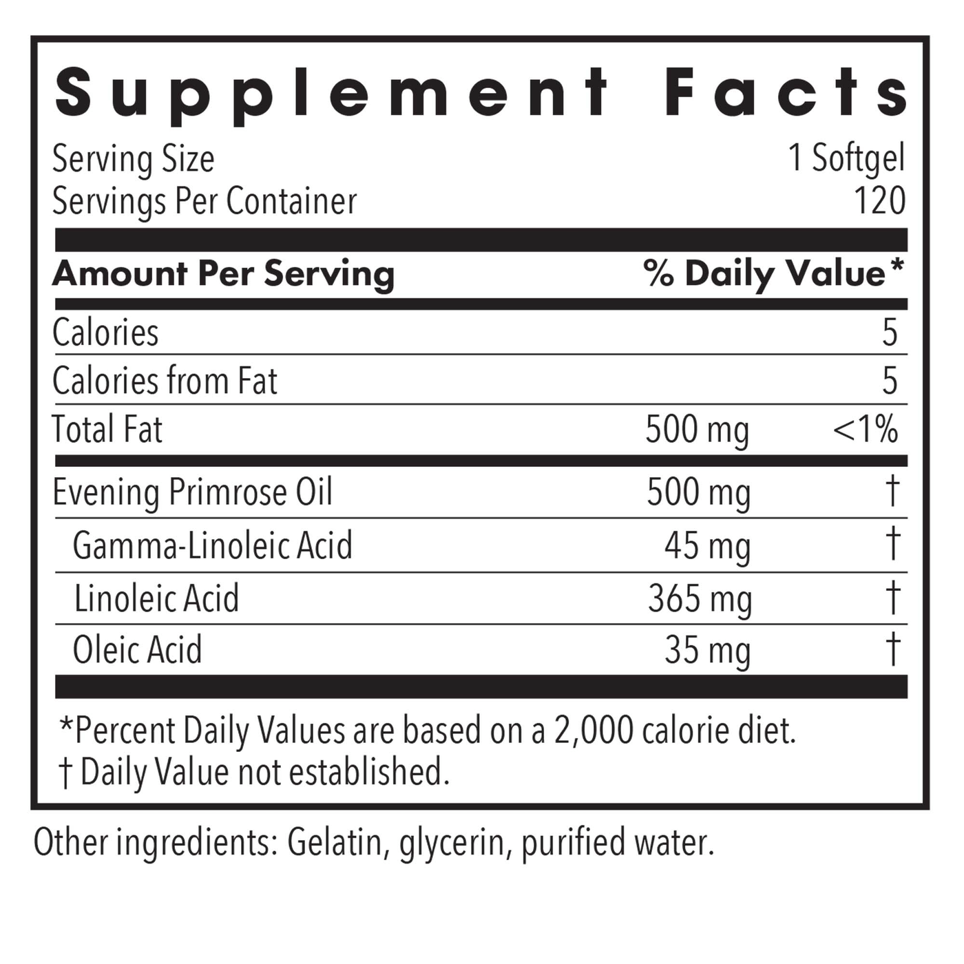 Evening Primrose Oil 500 mg 120 gels Curated Wellness