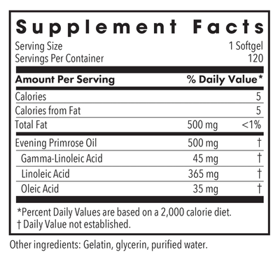 Evening Primrose Oil 500 mg 120 gels Curated Wellness