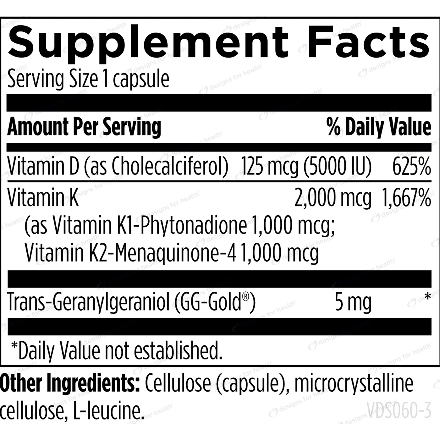Vitamin D Supreme w Vit K1, K2 60 vcaps Curated Wellness
