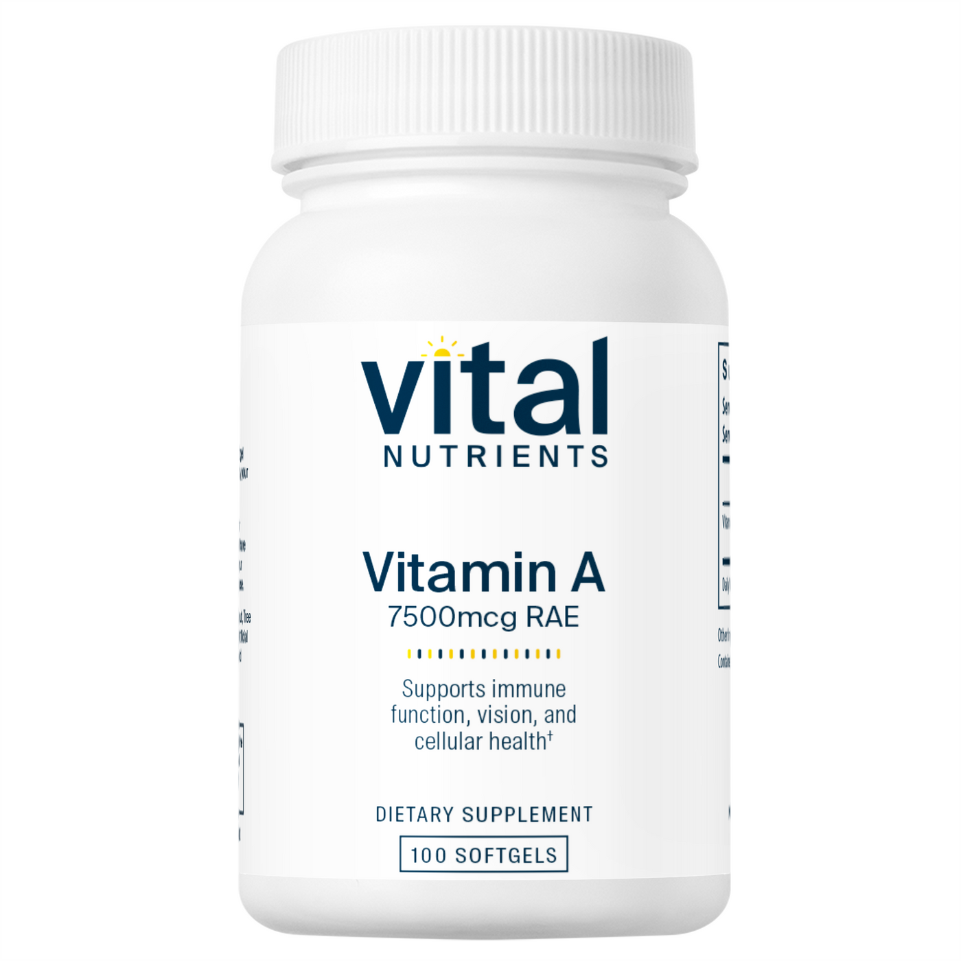 Vitamin A 7500mcg RAE 100 gels Curated Wellness