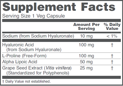 Hyaluronic Acid 100 mg 60 vcaps Curated Wellness