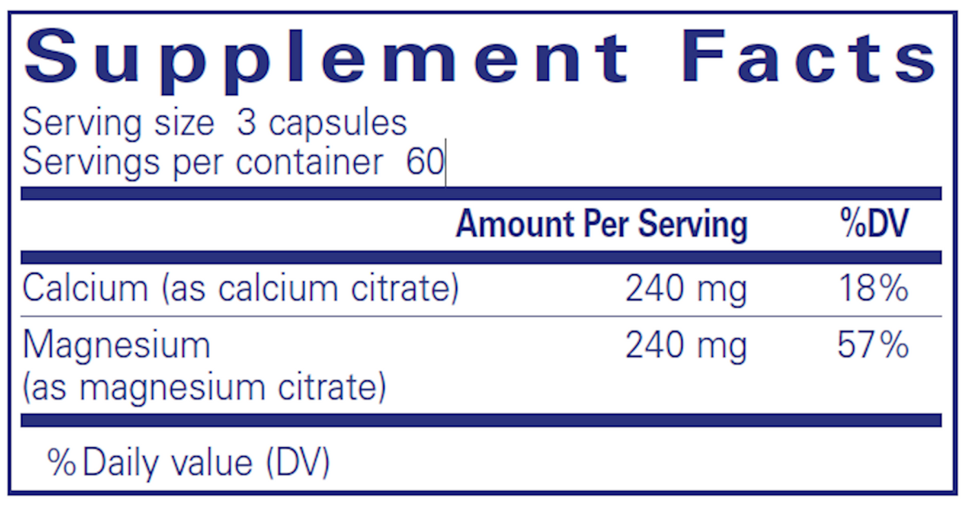 Calcium Mag (citrate) 80 mg 180 vcaps Curated Wellness