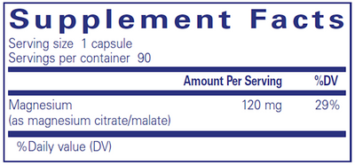 Mag (citrate/malate) 120 mg 90 vcaps Curated Wellness