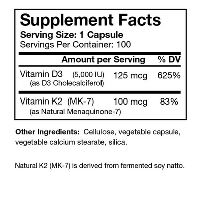 Vitamin D3 5000 Plus Nat MK-7 100 caps Curated Wellness