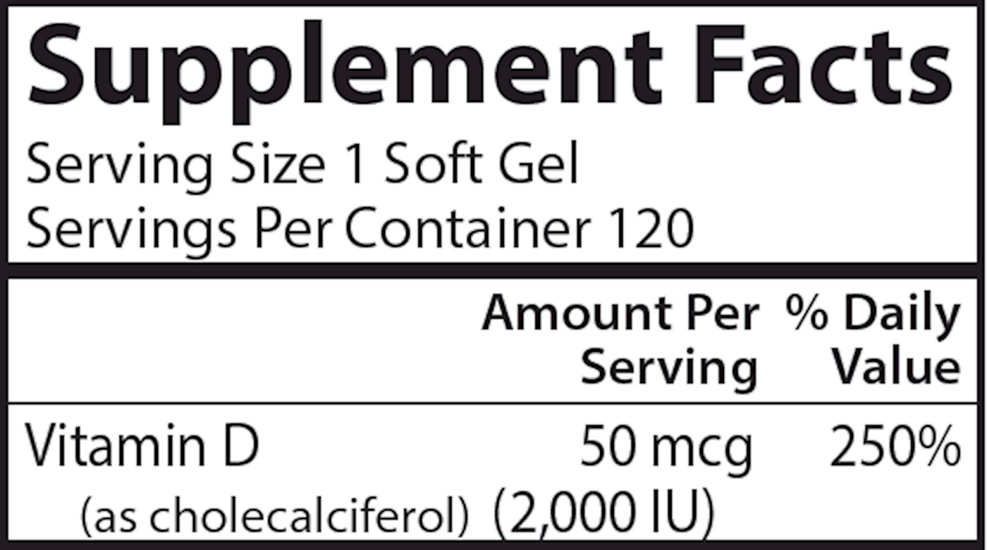 Vitamin D 2000 IU 120 gels Curated Wellness