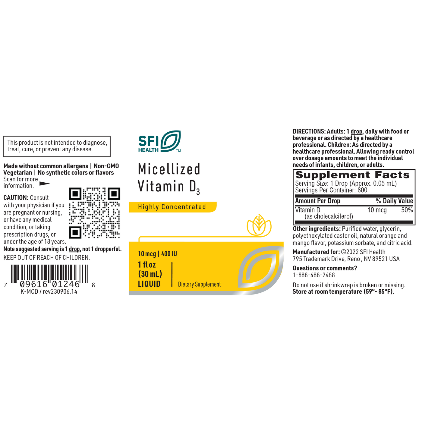 Micellized Vitamin D3 400 IU 1 fl oz