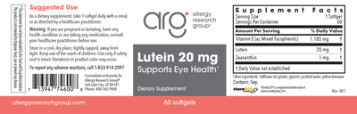 Lutein 20 mg 60 gels Curated Wellness
