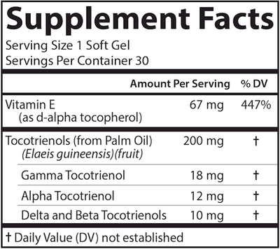 Tocotrienols 30 gels Curated Wellness