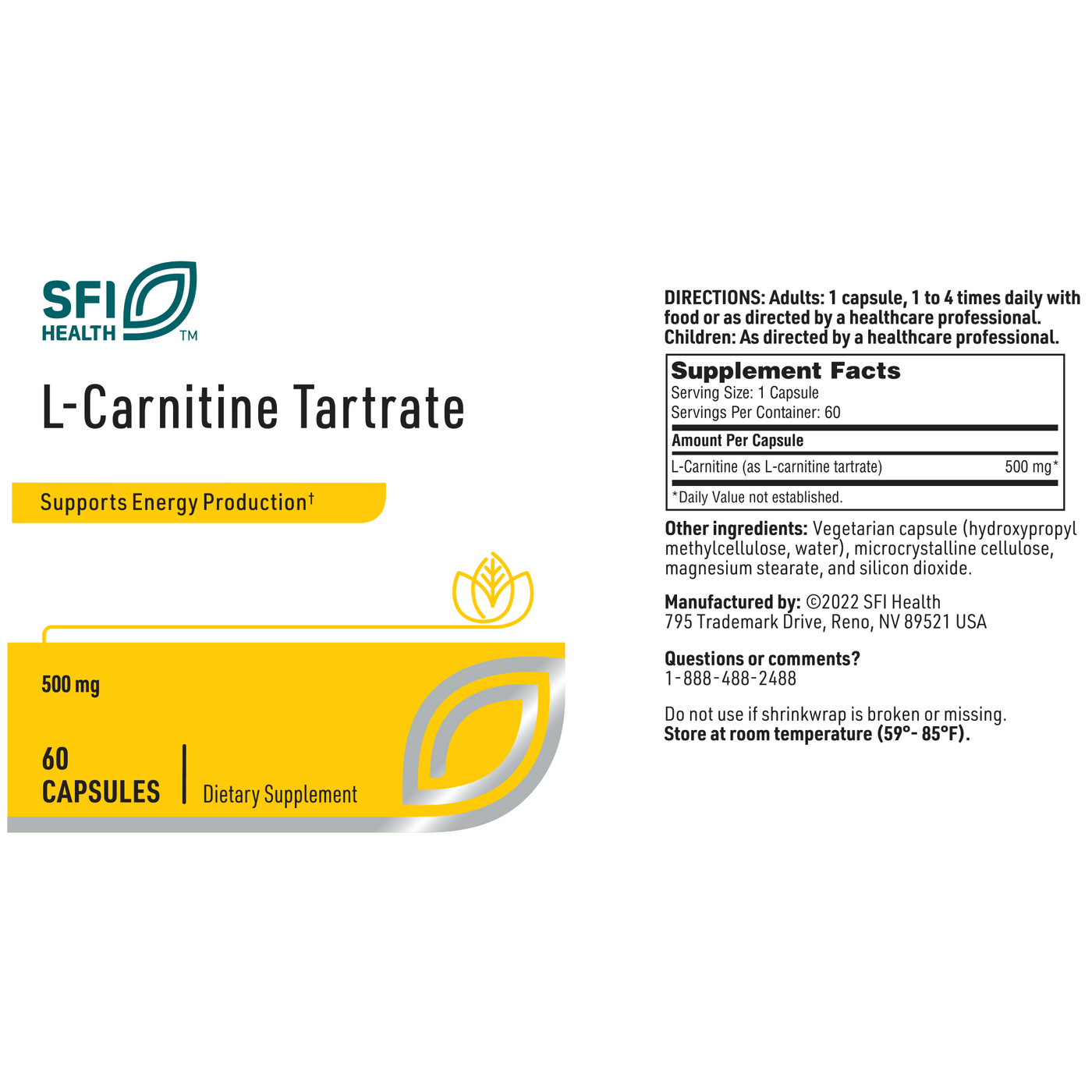 L-Carnitine Tartrate 60 caps Curated Wellness