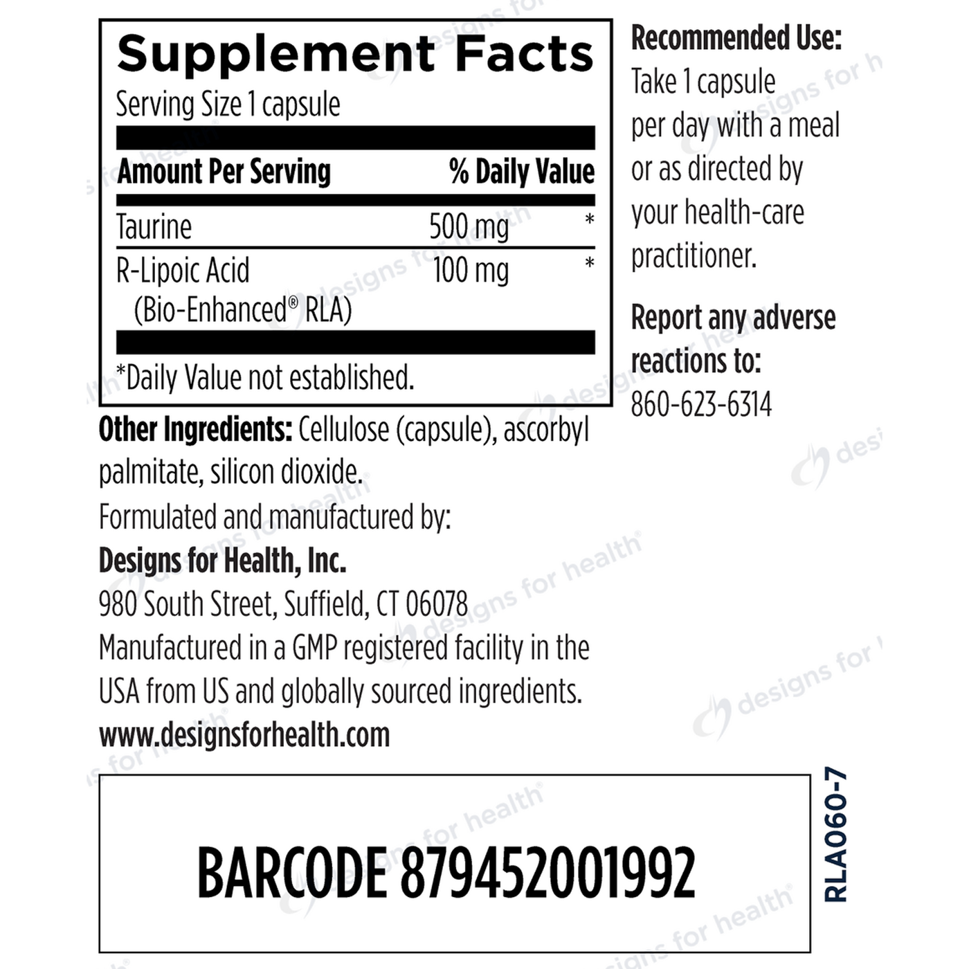 Stabilized R-Lipoic Acid Supreme 60 caps Curated Wellness