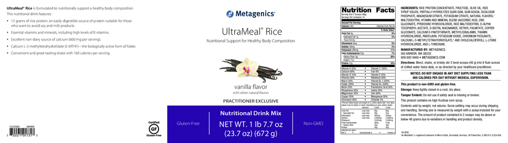 UltraMeal Rice Vanilla 672 g