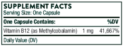 Vitamin B12 as Methylcobalamin 60 caps
