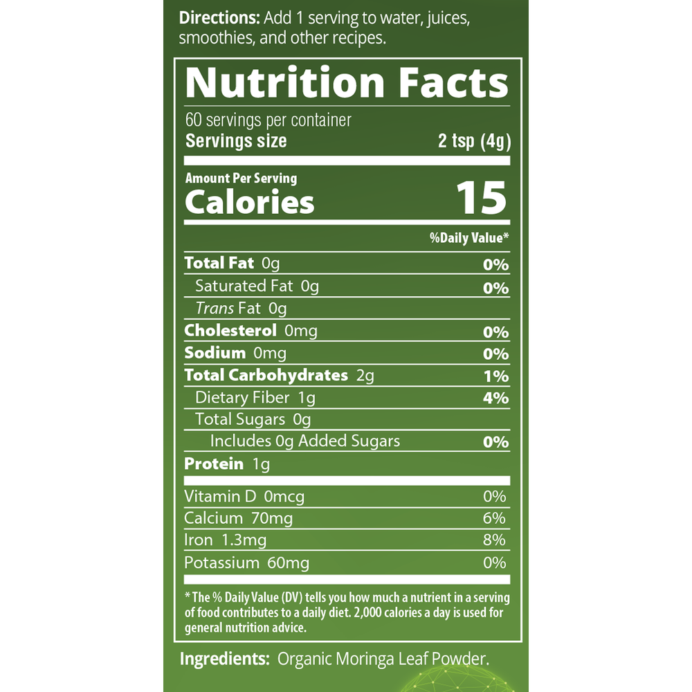 Raw Organic Moringa Leaf Powder 8.5 oz