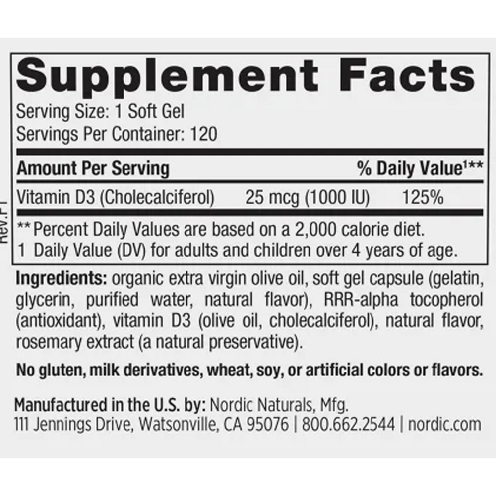 Vitamin D3 Orange Flavor 120 gels
