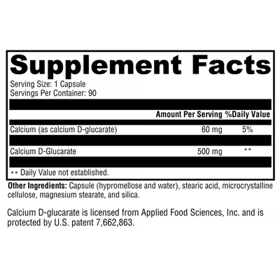 Calcium D-Glucarate 90 Capsules