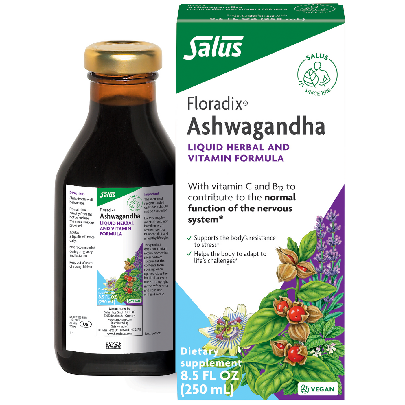 Floradix Ashwagandha Liquid 8.5 fl oz Curated Wellness