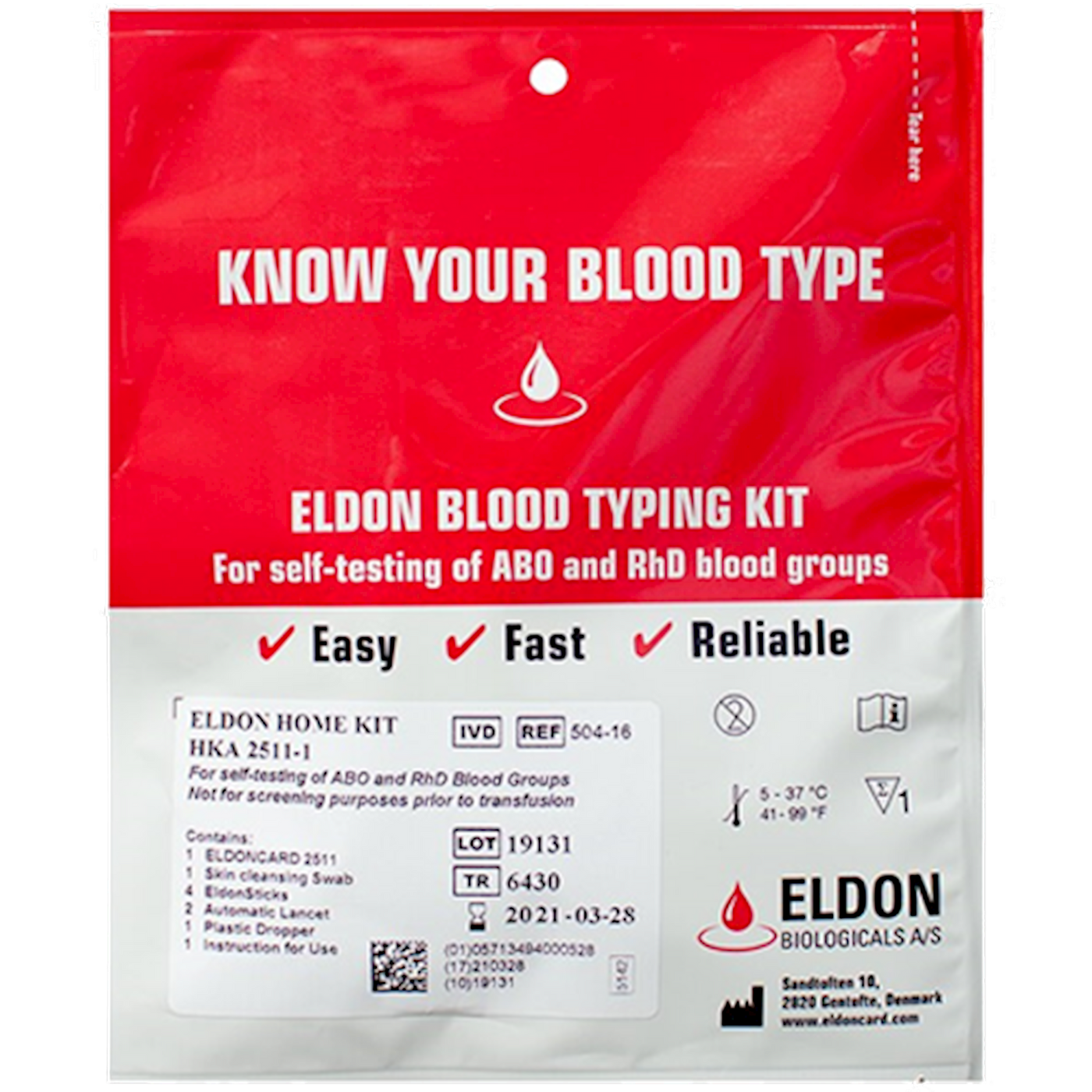 Eldon Blood Typing Kit 1 kit Curated Wellness
