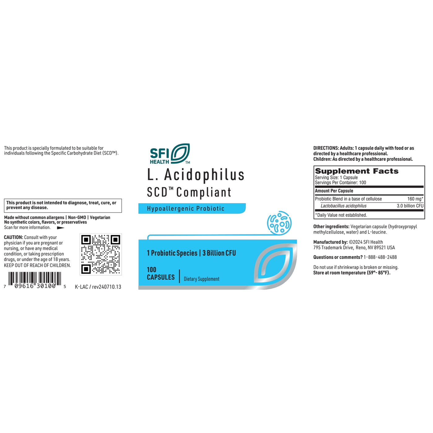 L-Acidophilus SCD Compliant 100 vegcap Curated Wellness