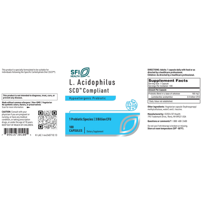 L-Acidophilus SCD Compliant 100 vegcap Curated Wellness
