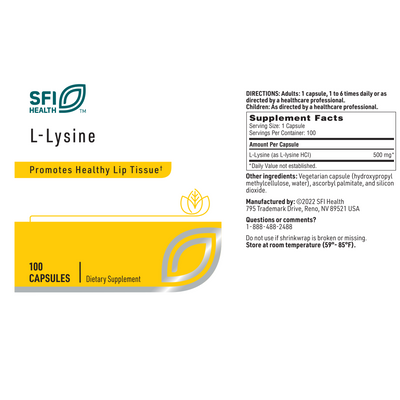 L-Lysine 500 mg 100 caps Curated Wellness