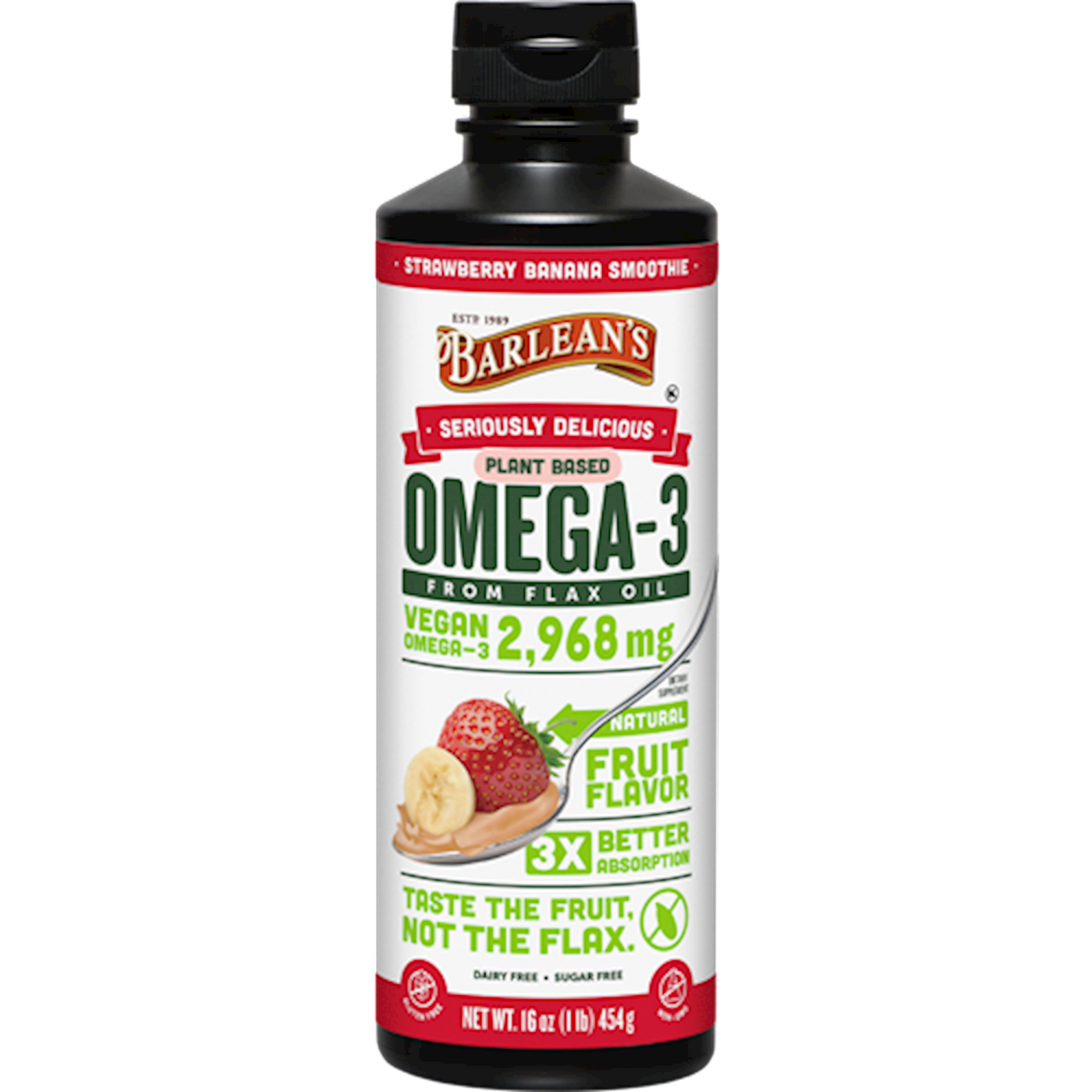Omega Swirl Flax Oil Strawb Ban 16oz Curated Wellness