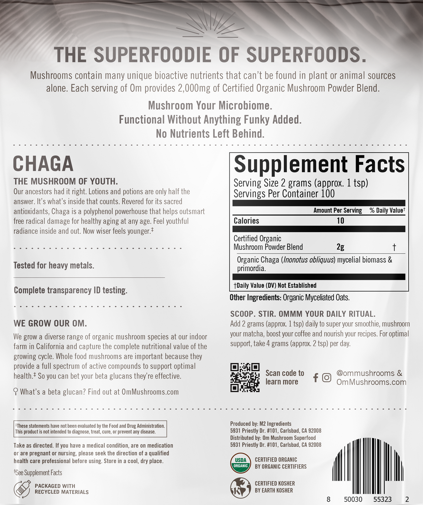 Chaga Mushroom Superfood Powder 200 g Curated Wellness