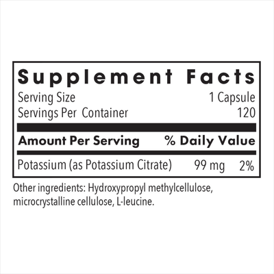 Potassium Citrate 99 mg 120 caps Curated Wellness