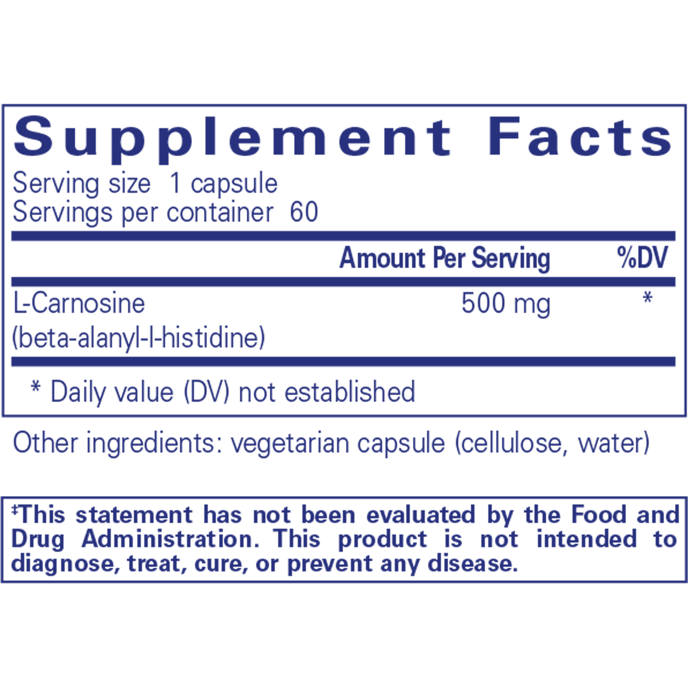 L-Carnosine 500 mg 60 vcaps Curated Wellness