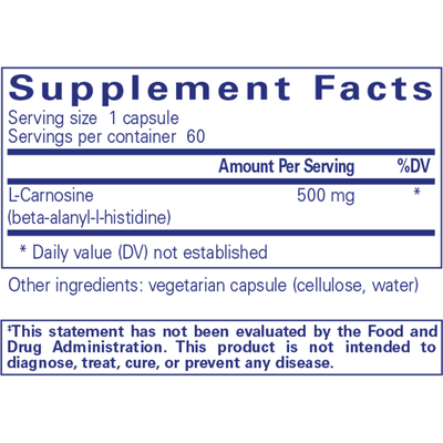 L-Carnosine 500 mg 60 vcaps Curated Wellness