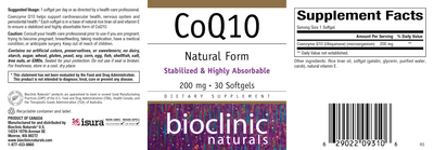 CoQ10 Natural 200 mg 30 gels Curated Wellness