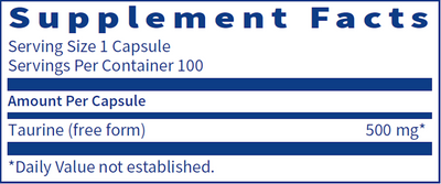Taurine 500 mg 100 caps Curated Wellness
