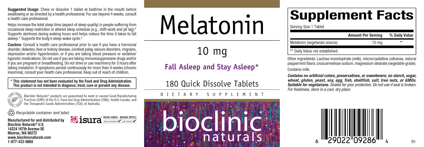 Melatonin 10mg  Curated Wellness