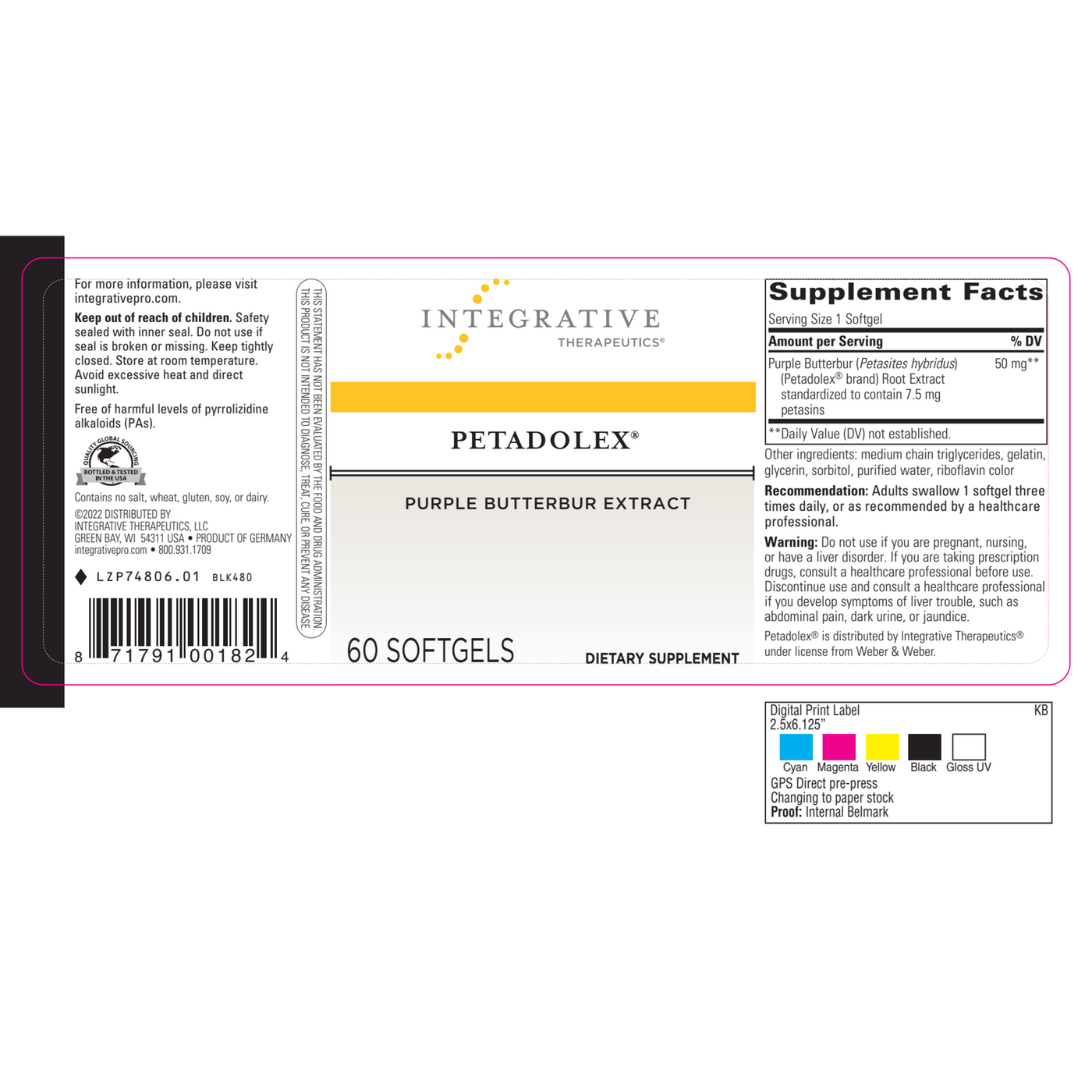 Petadolex 50 mg 60 gels Curated Wellness