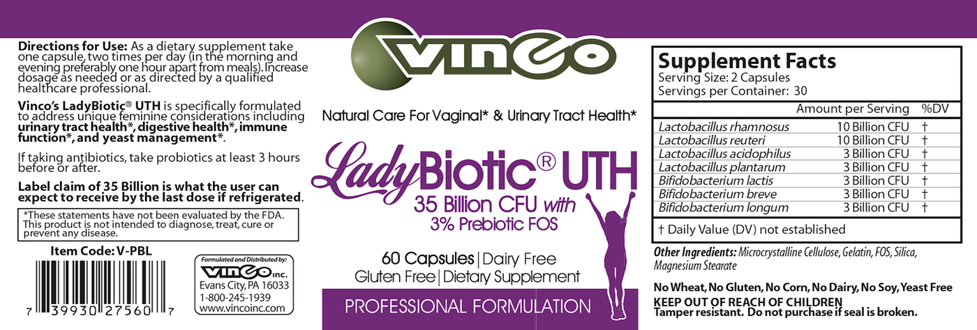 LadyBiotic UTH 60 vcaps Curated Wellness