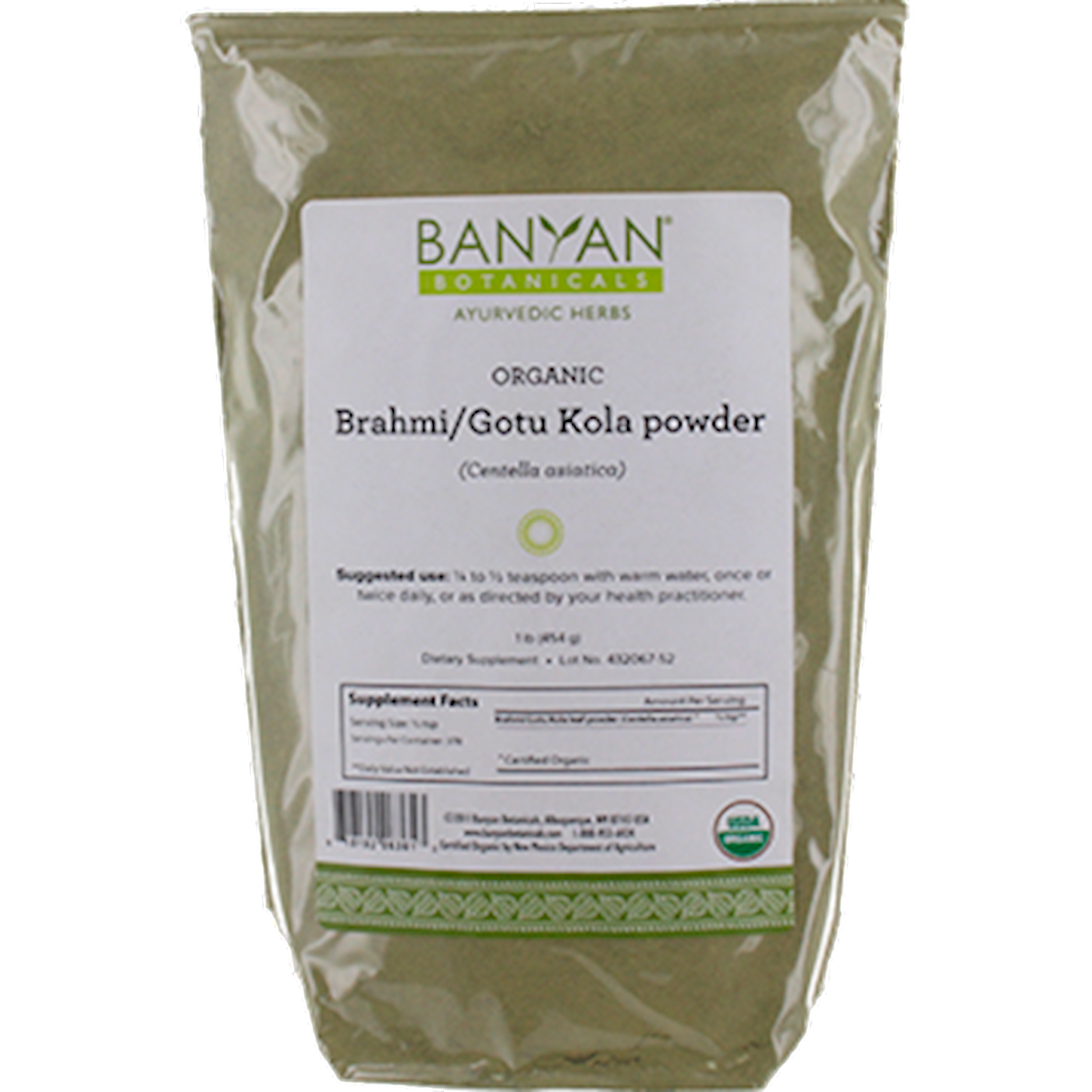 Brahmi/Gotu Kola Leaf Pwdr Organic  Curated Wellness