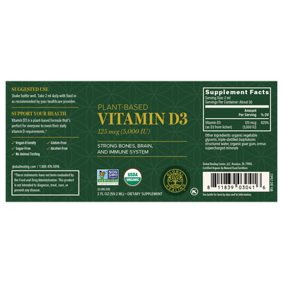 Plant-Based Vitamin D3125 mcg 2 fl oz Curated Wellness