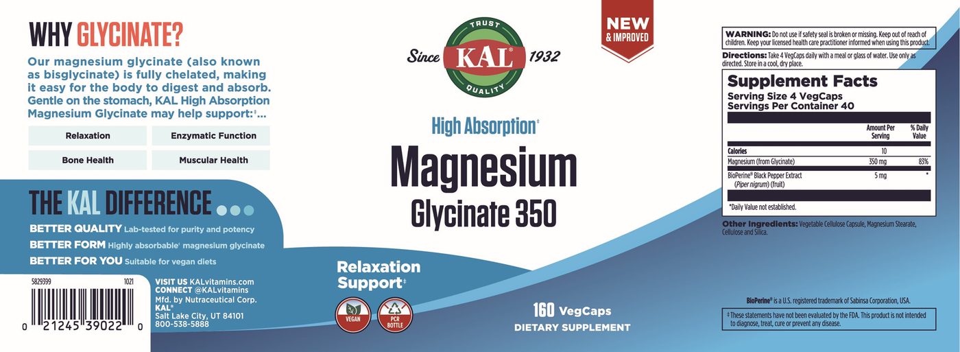 Magnesium Glycinate 350  Curated Wellness